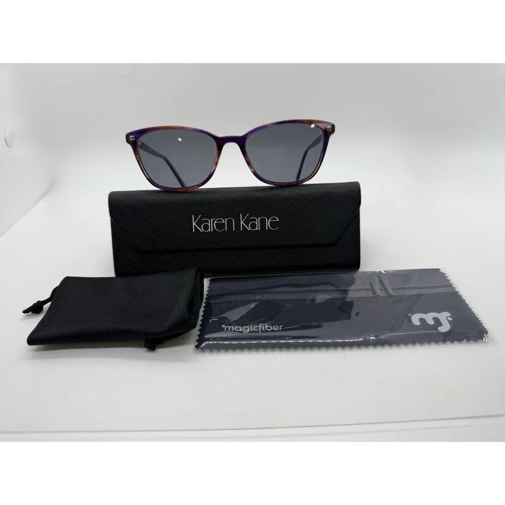 Karen Kane‎ CHICORY Violet Stripe 52-16-145 Cat Eye Women's Eyeglasses + Case